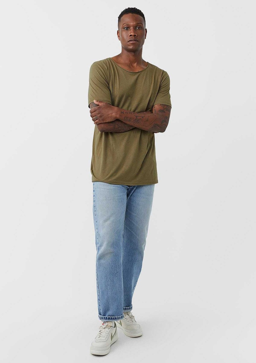 Mens Bella + Canvas | Raw Neck Tee Solid Olive Triblend