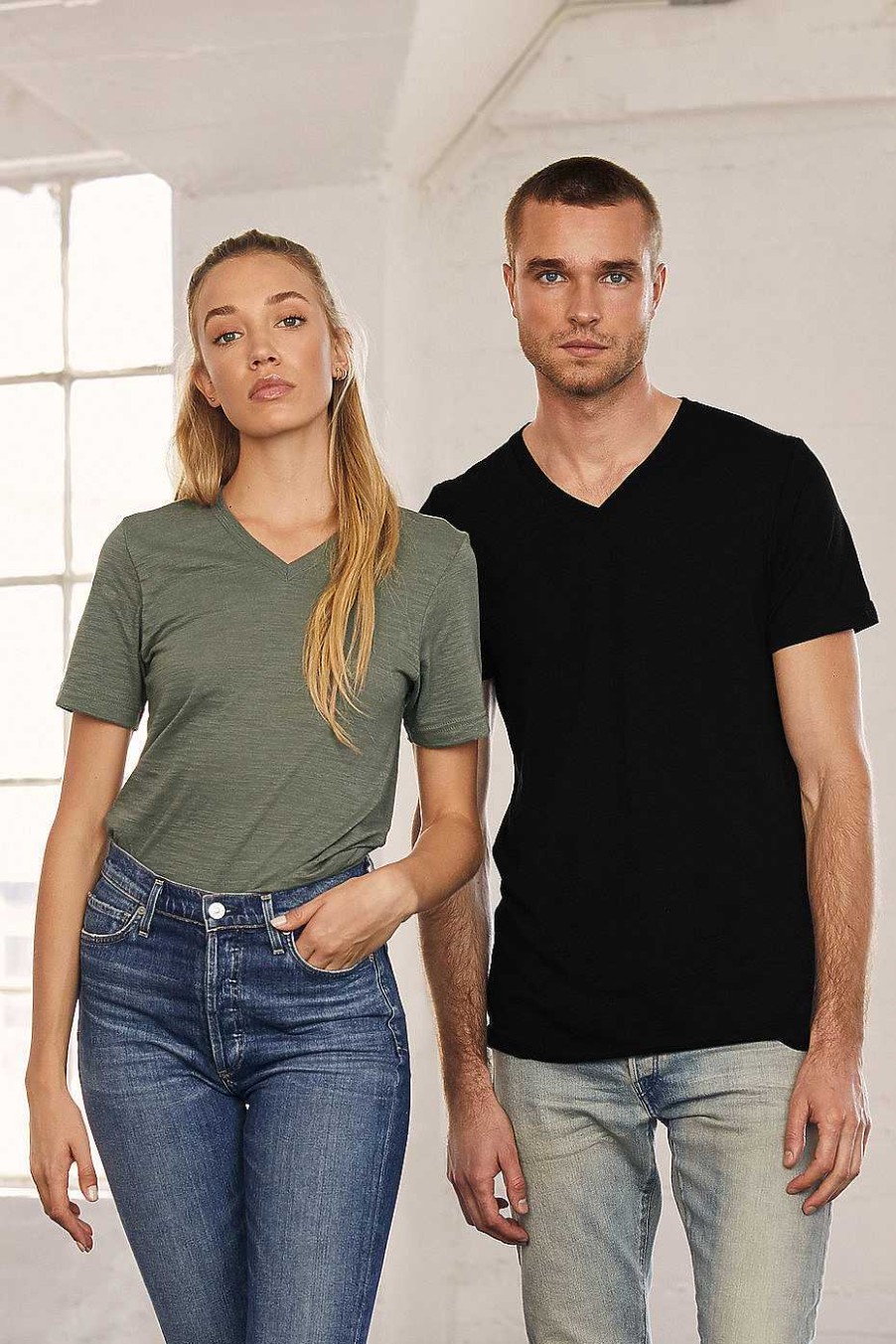 Mens Bella + Canvas | Unisex Textured Jersey V-Neck Tee