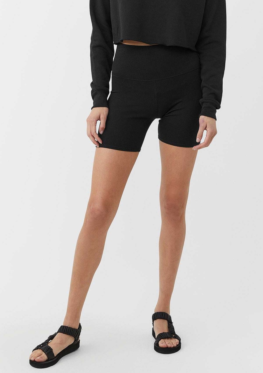 Womens Bella + Canvas | Rib Biker Short Black