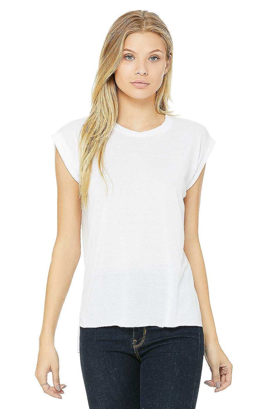 Womens Bella + Canvas | Women'S Flowy Muscle Tee With Rolled Cuff