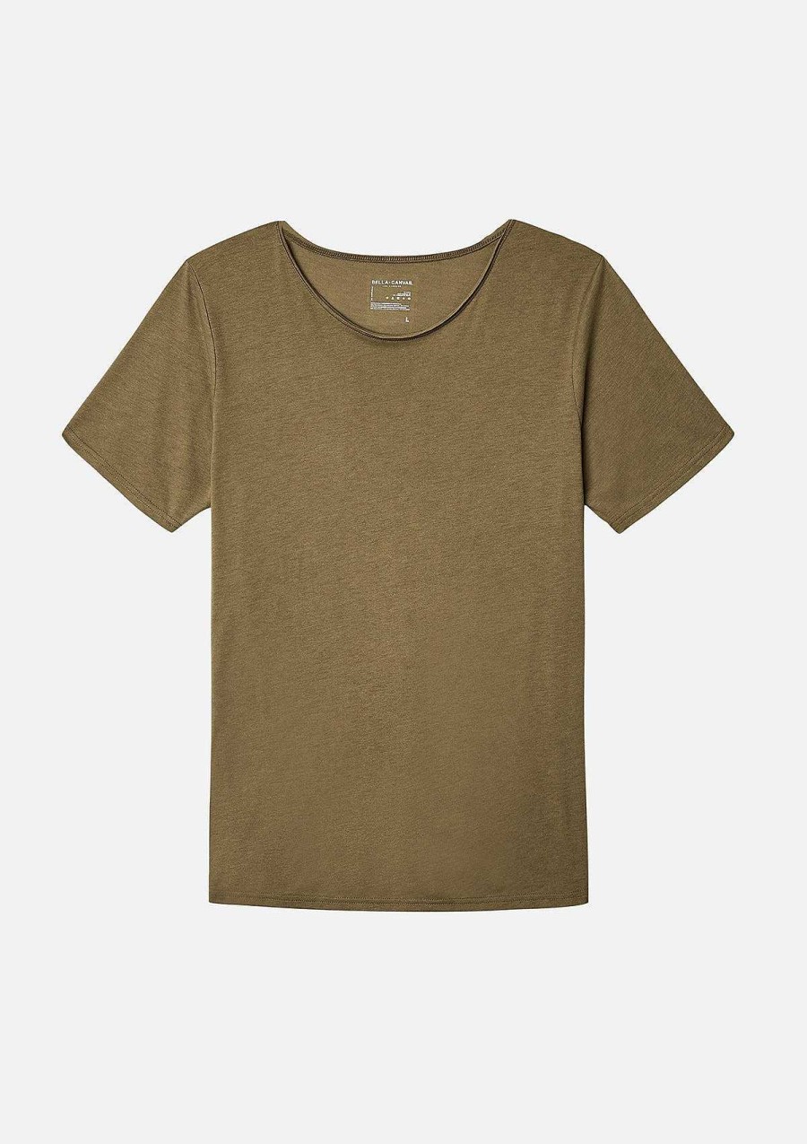 Mens Bella + Canvas | Raw Neck Tee Solid Olive Triblend