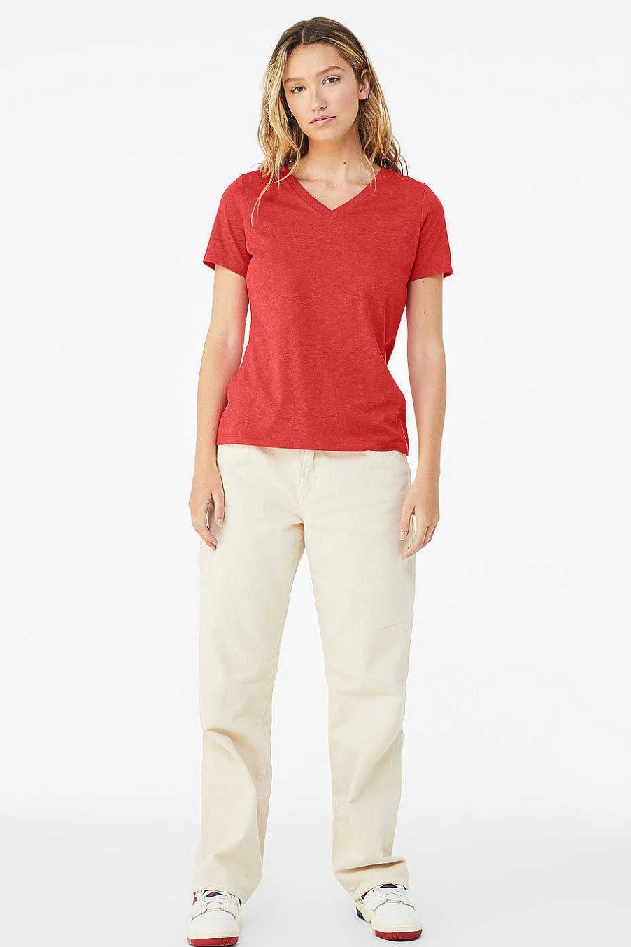 Womens Bella + Canvas | Women'S Relaxed Heather Cvc Short Sleeve V-Neck Tee